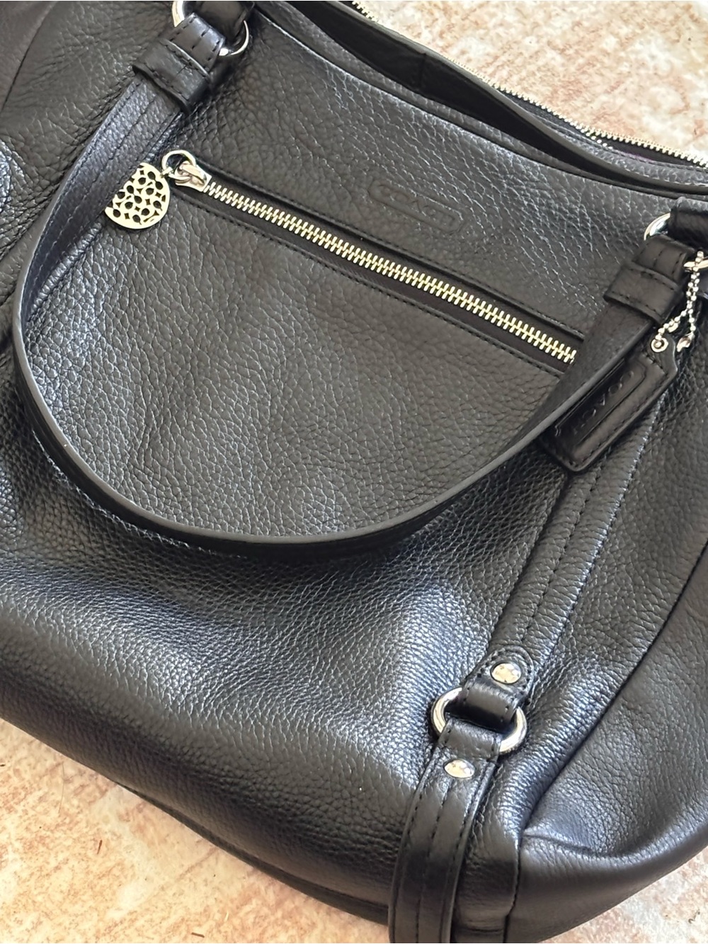 COACH  Shoulder Bag Alexandra Womens Leather Convertible Satchel Black - Picture 6 of 6
